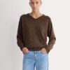 Cashmere High V Boyfriend Sweater | Cocoa