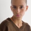 Cashmere High V Boyfriend Sweater | Cocoa