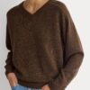 Cashmere High V Boyfriend Sweater | Cocoa