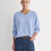 Cashmere High V Boyfriend Sweater | Blue