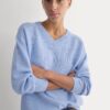 Cashmere High V Boyfriend Sweater | Blue