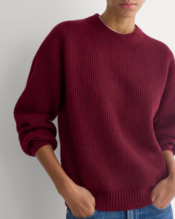 Cashmere Fisherman Crew | Heather Wine