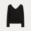 RetroSoft Cotton Wide V-Neck Top | Black