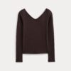 RetroSoft Cotton Wide V-Neck Top | Coffee Bean