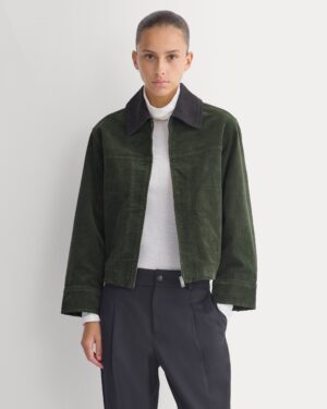 Stretch Corduroy Zip Jacket  | Dark Forest
