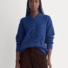 2026-10-04_F-SWTR-BOI-VNECK-LS-BLU_01.jpg V-Neck Sweater in Extrafine Luxe Merino | Soladite Blue