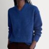 2026-10-04_F-SWTR-BOI-VNECK-LS-BLU_04.jpg V-Neck Sweater in Extrafine Luxe Merino | Soladite Blue