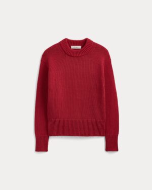 Oversized Cocoon Crew in Elevated Cotton | Vintage Red