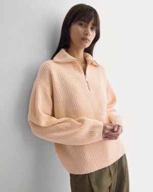 The Half-Zip Sweater in Luxe Merino | Pale Peach