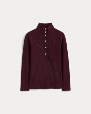 Effortless Rib Raglan Henley | Deep Plum