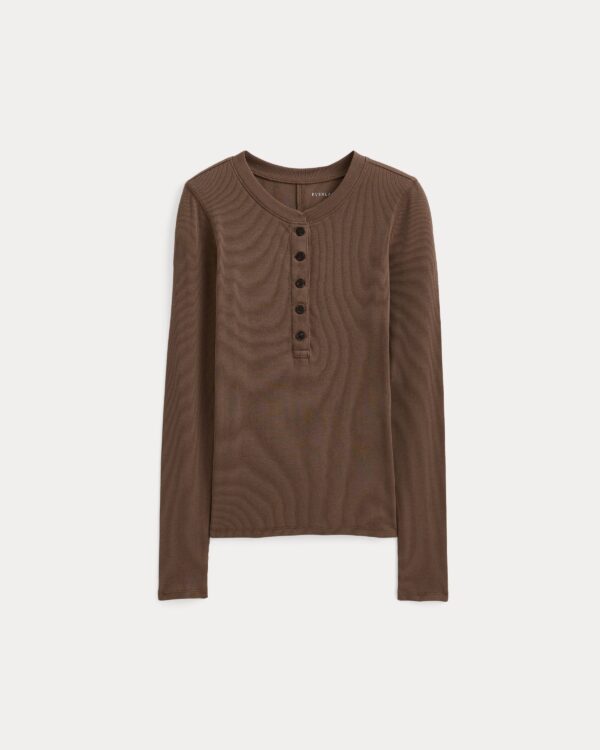 The Luxe Rib Henley | Deep Taupe