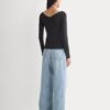 RetroSoft Cotton Wide V-Neck Top | Black