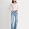RetroSoft Cotton Wide V-Neck Top | Bone