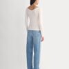 RetroSoft Cotton Wide V-Neck Top | Bone