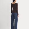 RetroSoft Cotton Wide V-Neck Top | Coffee Bean