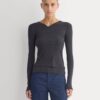 Tissue Double Layer One Shoulder Top | Black