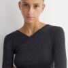 Tissue Double Layer One Shoulder Top | Black