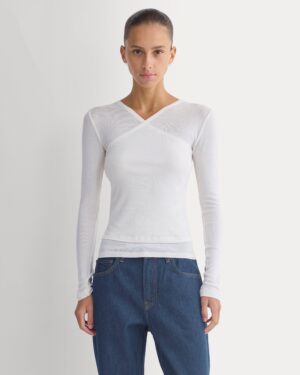 Tissue Double Layer One Shoulder Top | Bone