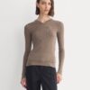 Tissue Double Layer One Shoulder Top | Deep Taupe