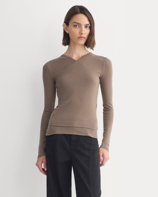 Tissue Double Layer One Shoulder Top | Deep Taupe
