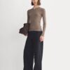 Tissue Double Layer One Shoulder Top | Deep Taupe