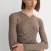 Tissue Double Layer One Shoulder Top | Deep Taupe