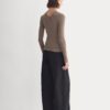 Tissue Double Layer One Shoulder Top | Deep Taupe