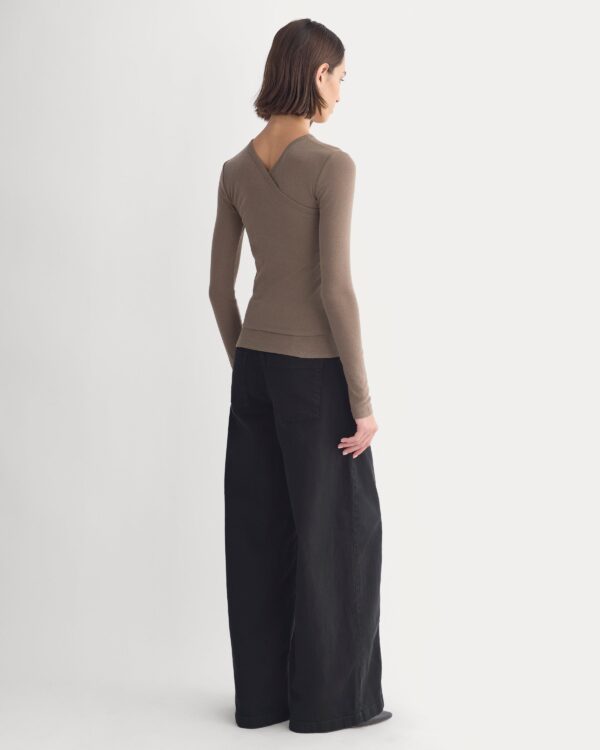 Tissue Double Layer One Shoulder Top | Deep Taupe