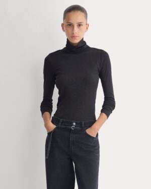 Tissue Long-Sleeve Turtleneck | Black
