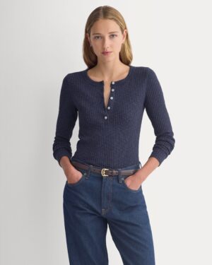 The Cozy Rib Henley | Navy