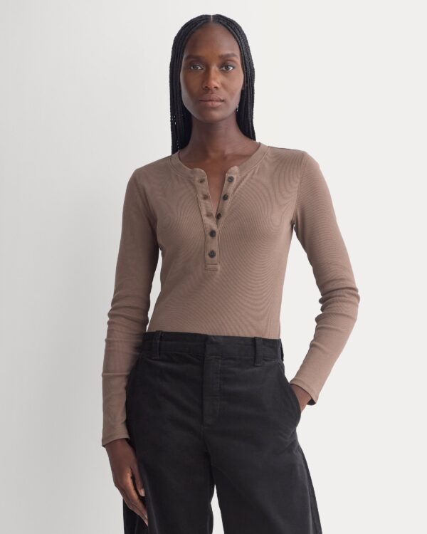 The Luxe Rib Henley | Deep Taupe