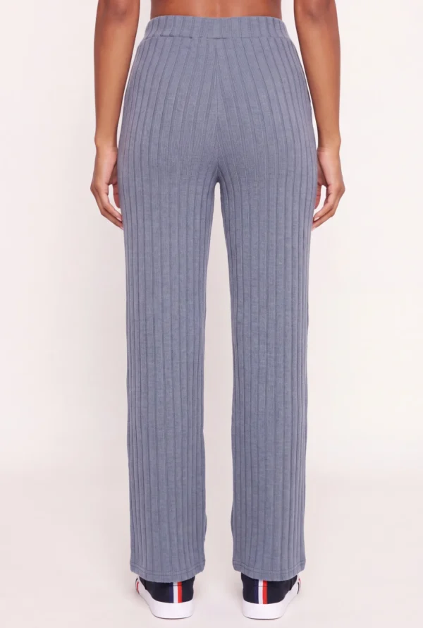 Brushed Ribbed Knit High Waisted Pants