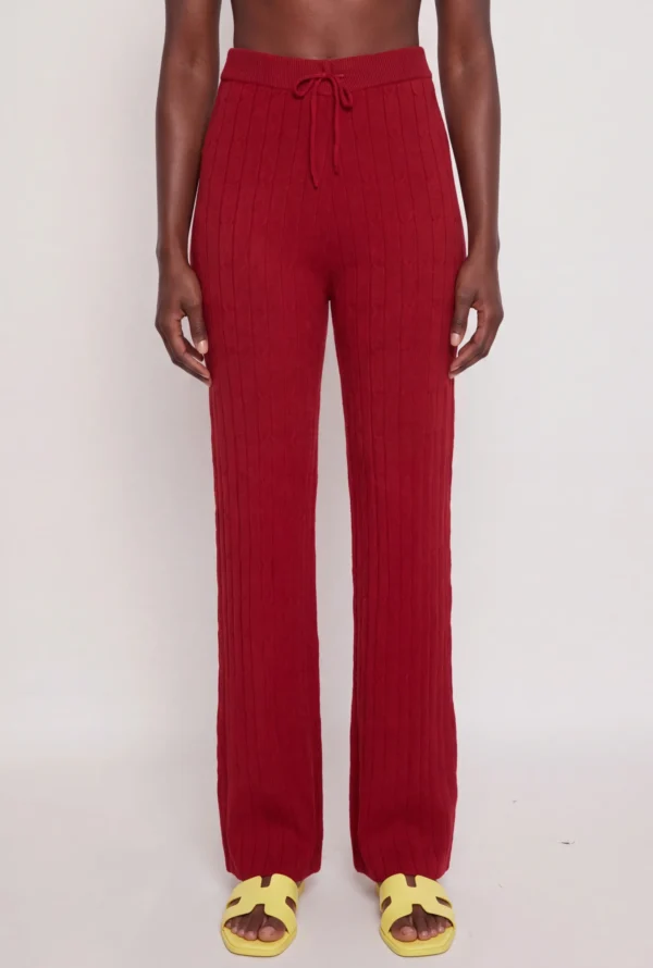 Faux Drawstring Straight Leg Knit Pants